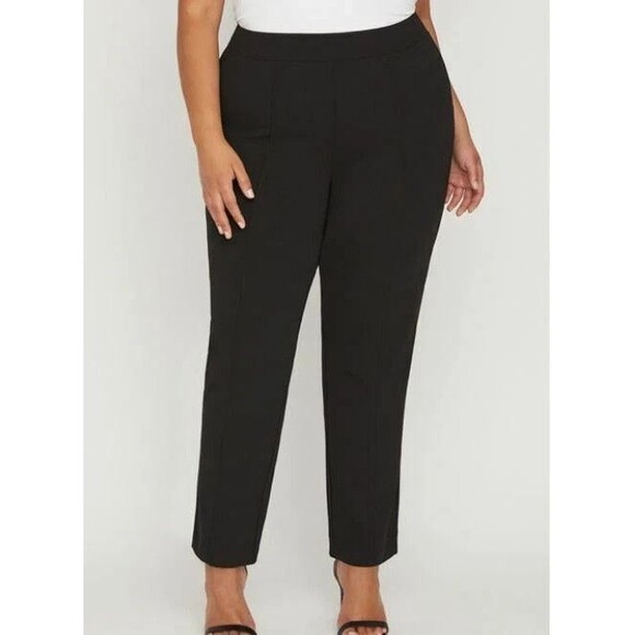 NWT Catherines Crepe Knit Pull-on Slim Pants Plus Size 5X (34/36) Black Office - Picture 1 of 9